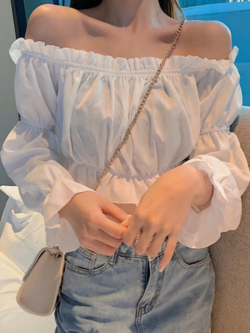 Blusa cropped feminina com manga longa